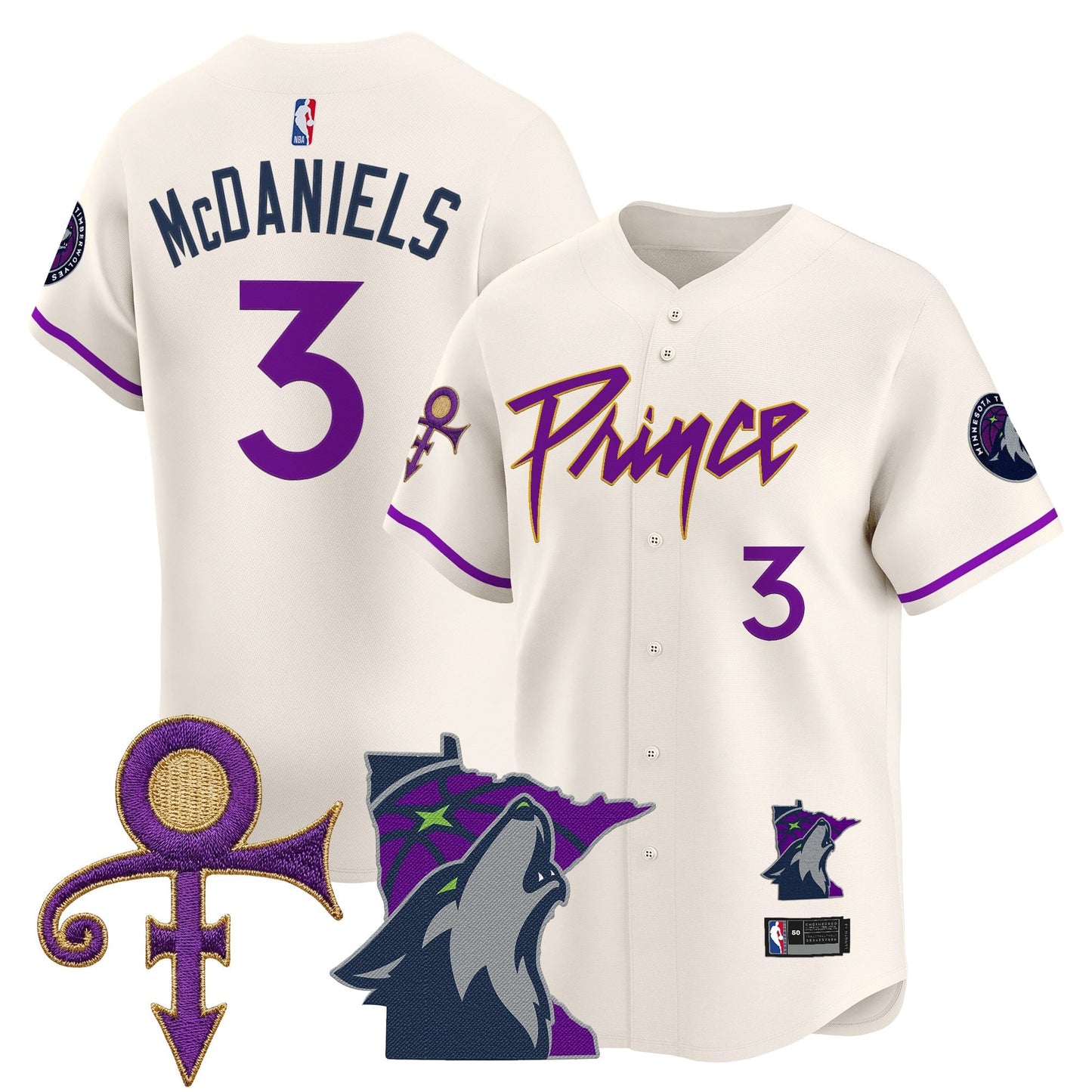 Minnesota Timberwolves Prince Patch Vapor Baseball Jersey - All Stitched