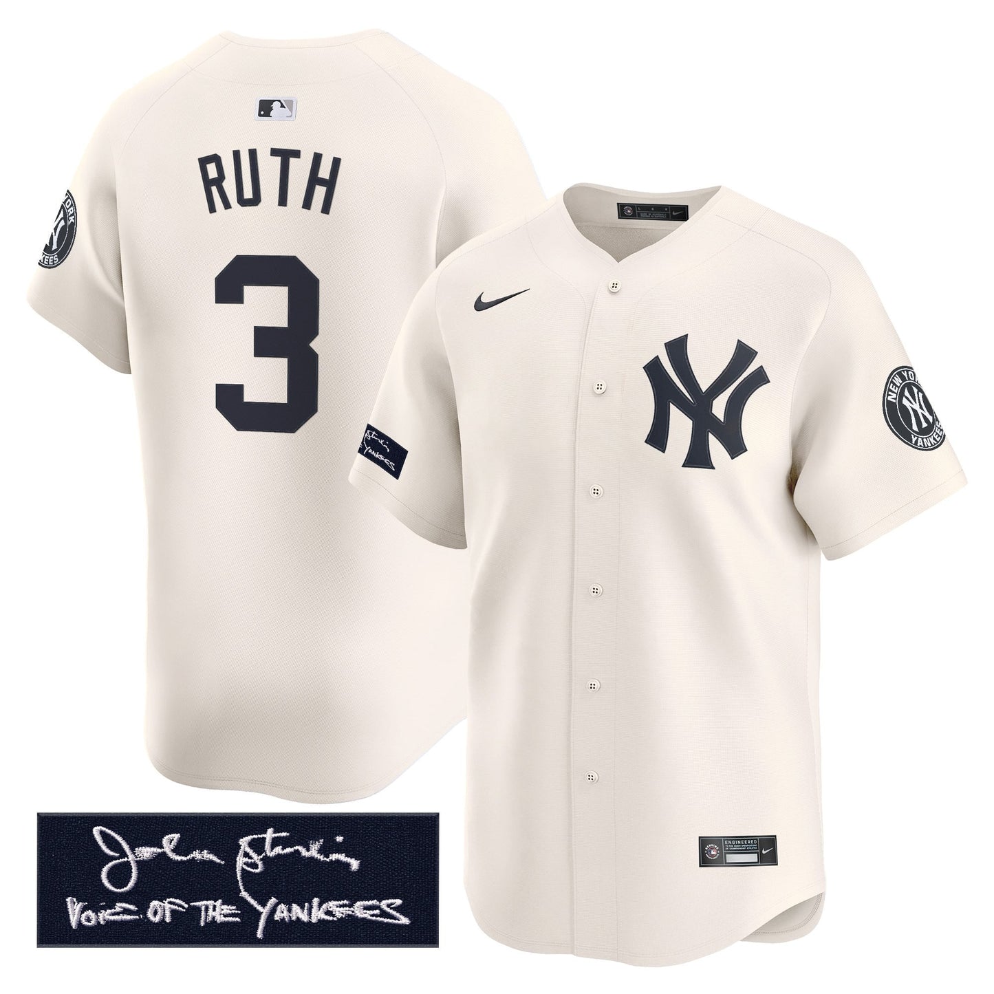 New York Yankees John Sterling "The Voice of the Yankees" Tribute Patch Vapor Premier Limited Jersey - Stitched