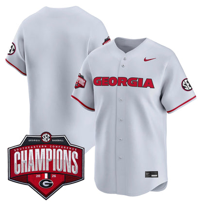 Georgia Bulldogs Baseball Southeastern Confernce Champions 2026 Vapor Premier Limited Jersey - All Stitched