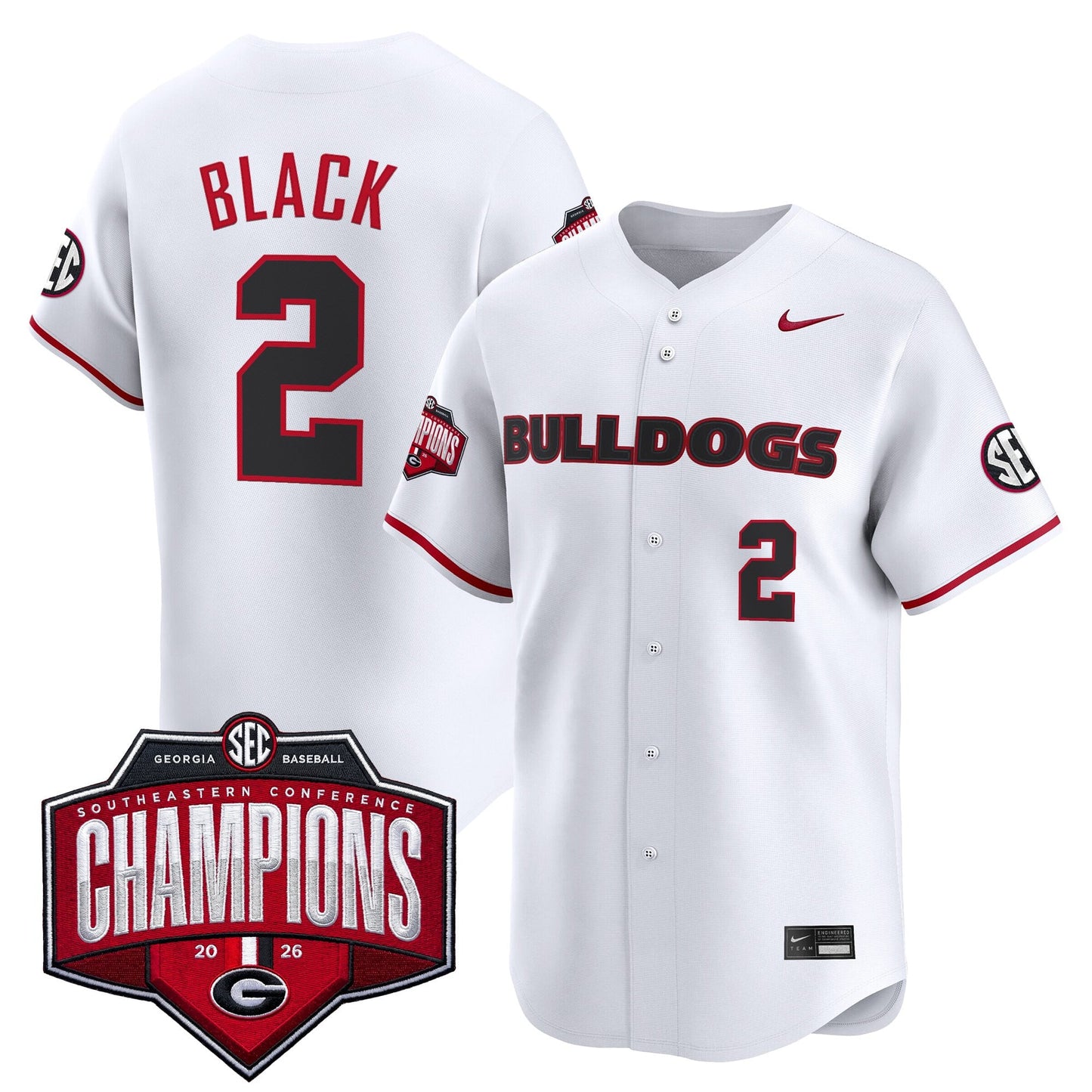 Georgia Bulldogs Baseball Southeastern Confernce Champions 2026 Vapor Premier Limited Jersey - All Stitched