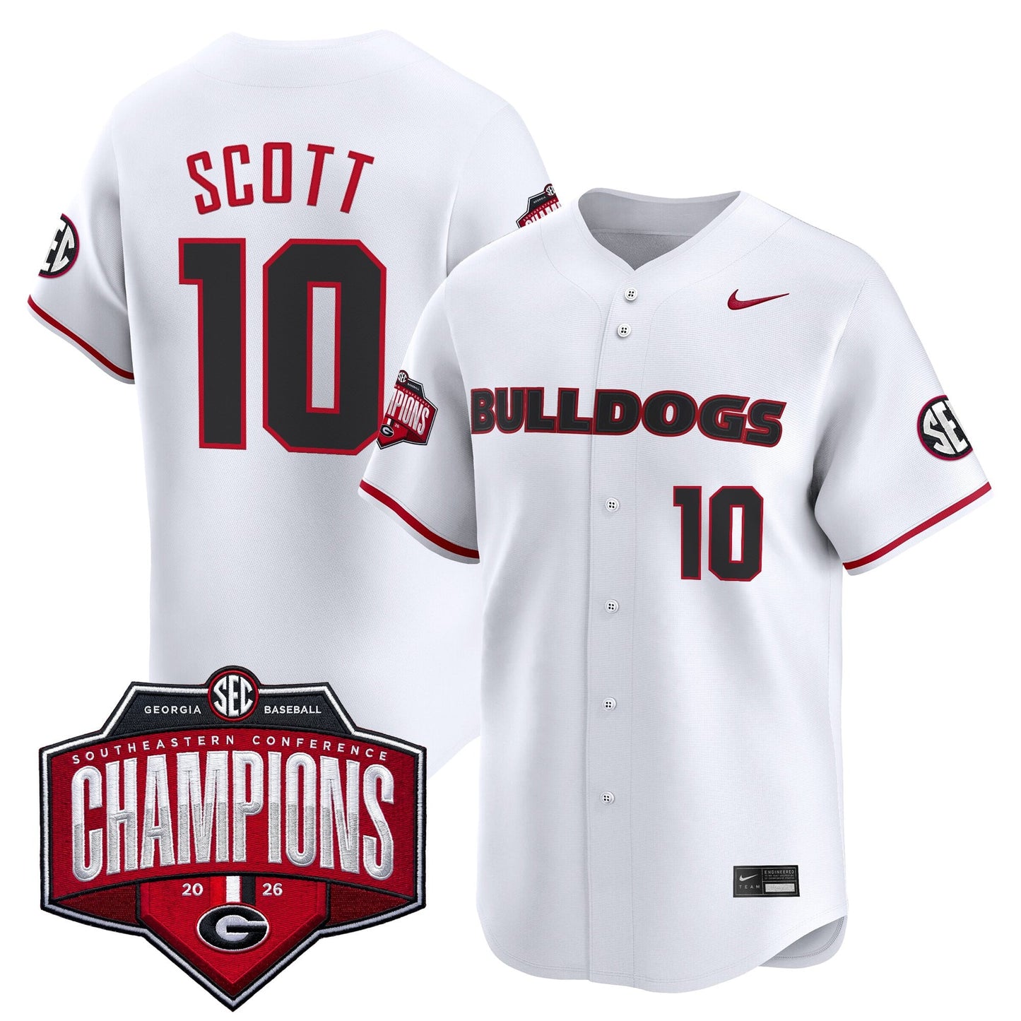 Georgia Bulldogs Baseball Southeastern Confernce Champions 2026 Vapor Premier Limited Jersey - All Stitched