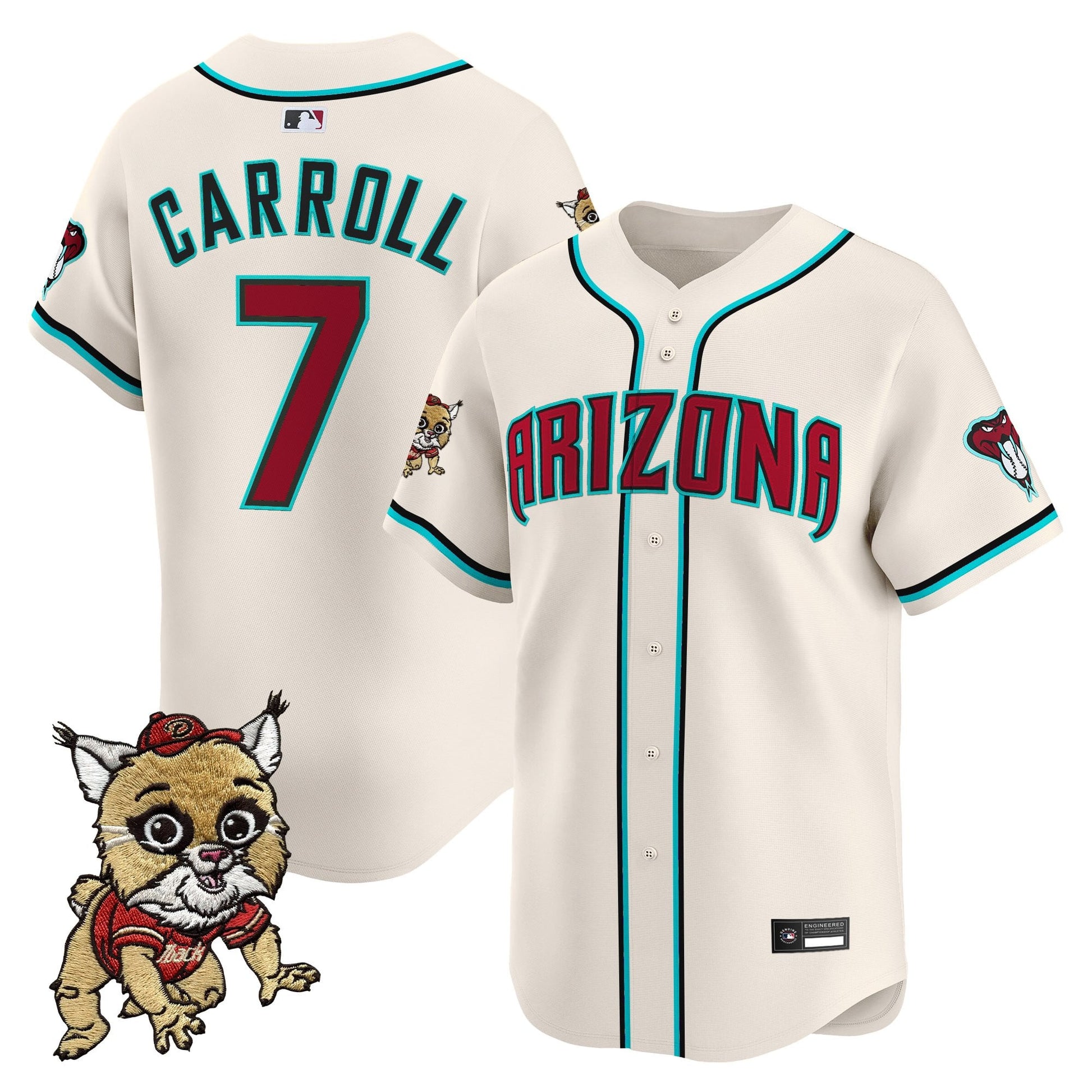 Diamondbacks Baxter The Bobcat Patch Vapor Premier Limited Jersey - All Stitched