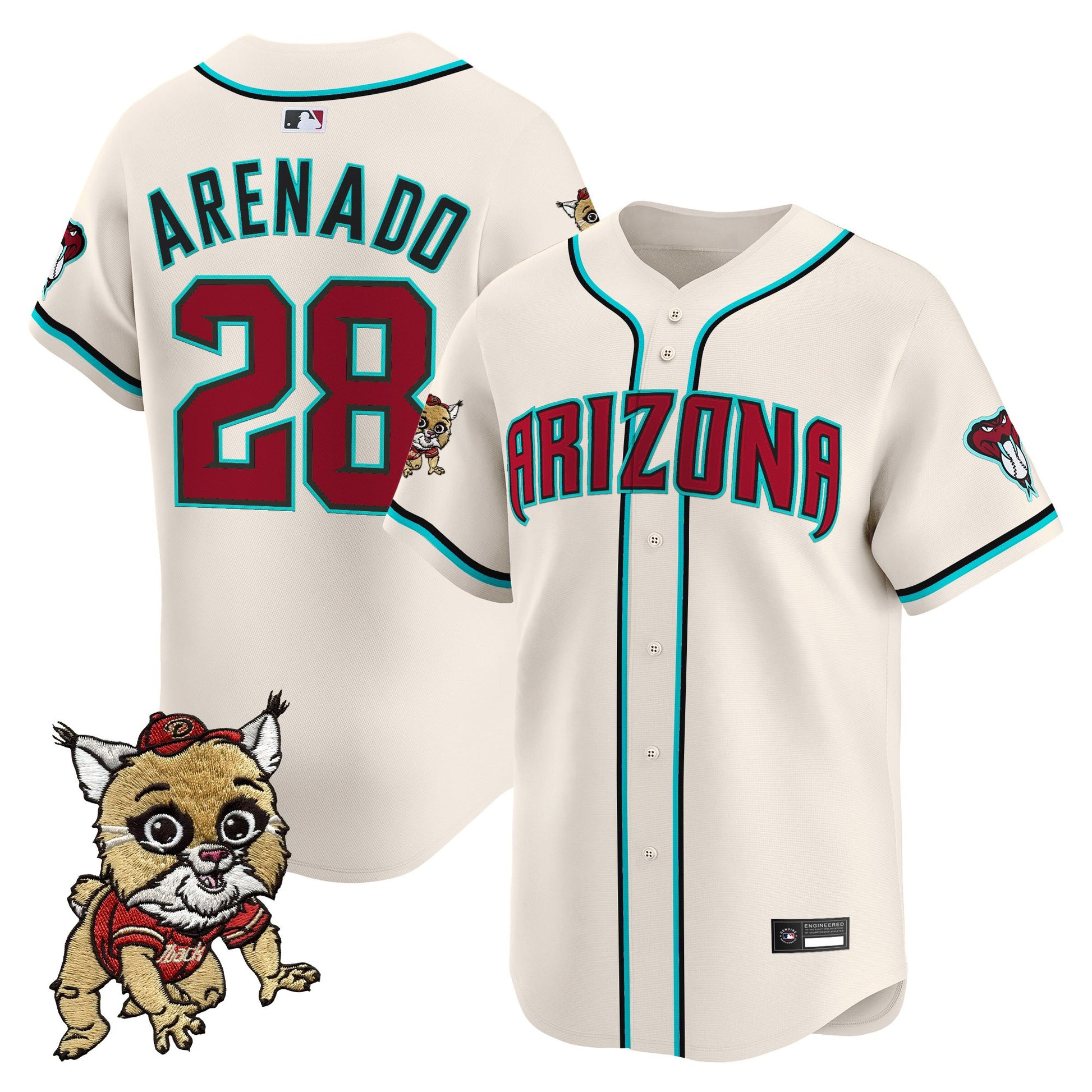 Diamondbacks Baxter The Bobcat Patch Vapor Premier Limited Jersey - All Stitched