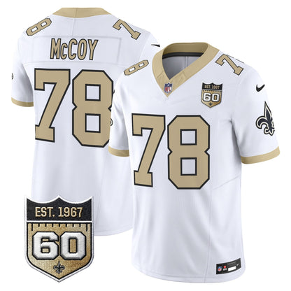 New Orleans Saints 60th Anniversary Patch Vapor Jersey - Gameday Golds Edition - All Stitched