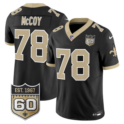 New Orleans Saints 60th Anniversary Patch Vapor Jersey - Gameday Golds Edition - All Stitched