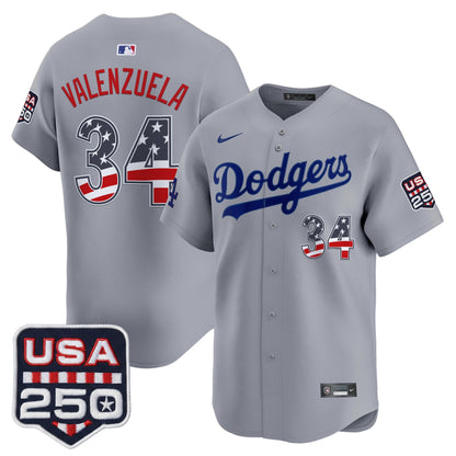 Men's Los Angeles Dodgers USA 250 Fourth of July Vapor Premier Limited Jersey - All Stitched