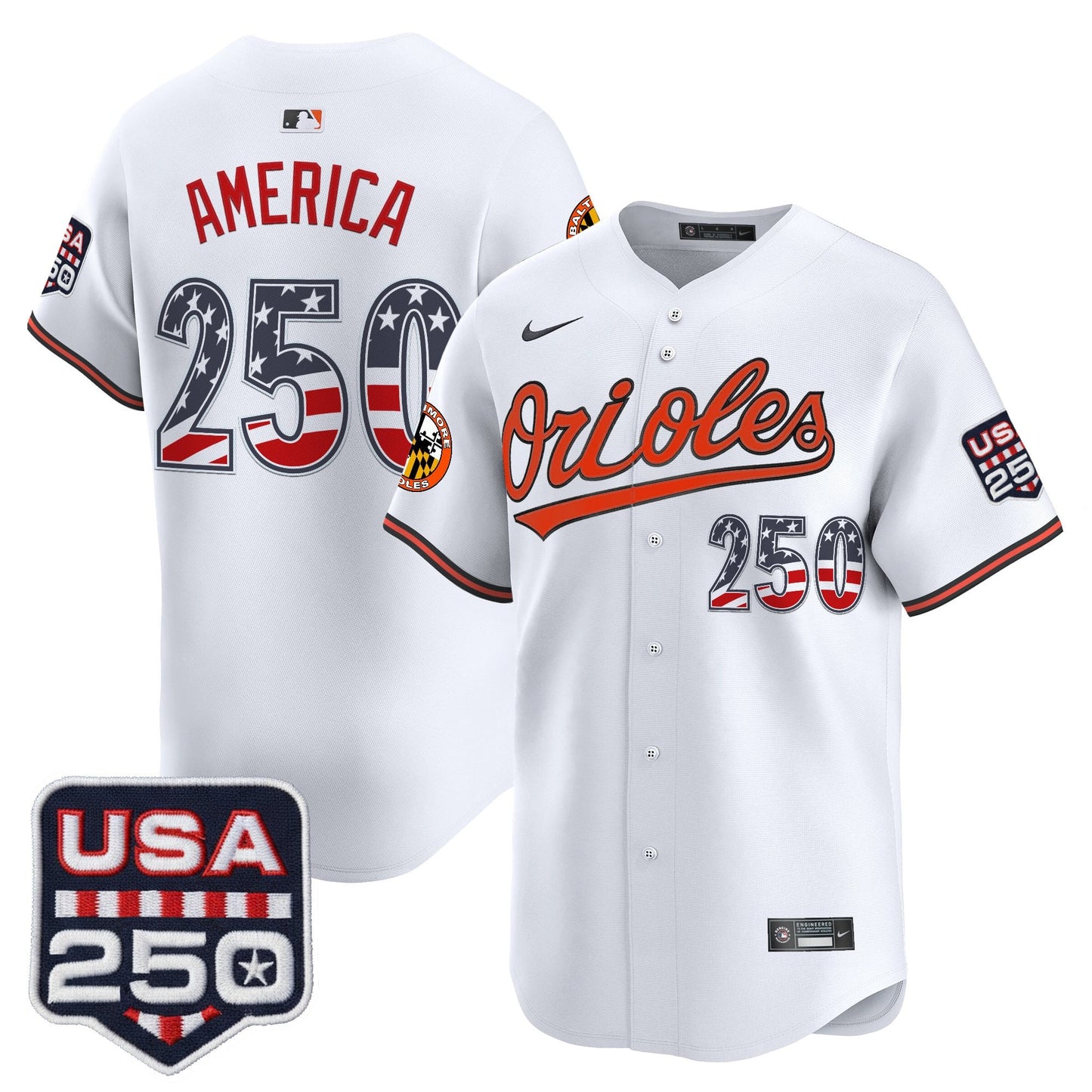 Baltimore Orioles USA 250 Fourth of July Vapor Premier Limited Jersey - All Stitched