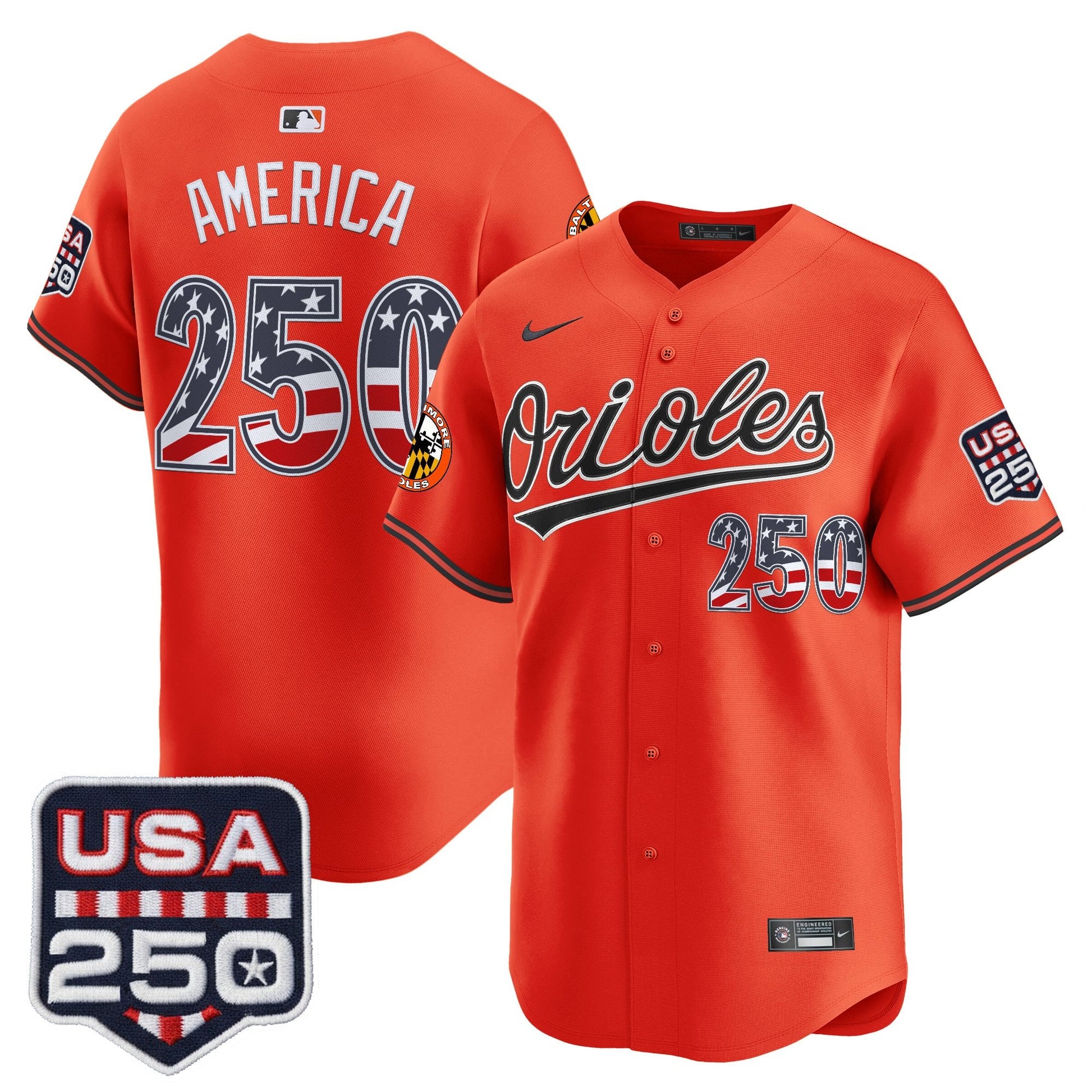 Baltimore Orioles USA 250 Fourth of July Vapor Premier Limited Jersey - All Stitched