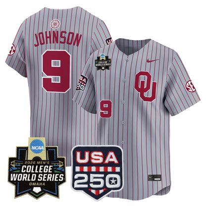 Oklahoma Sooners 2026 World Series Vapor Premier Limited Jersey - 250 America Patch - All Stitched
