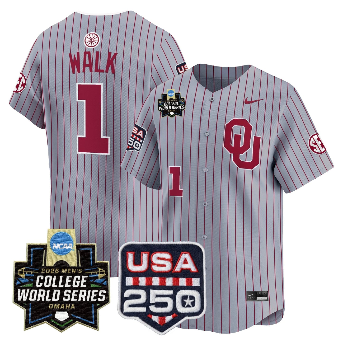Oklahoma Sooners 2026 World Series Vapor Premier Limited Jersey - 250 America Patch - All Stitched