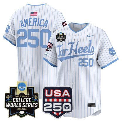 North Carolina Tar Heels 2026 World Series Vapor Premier Limited Jersey - 250 America Patch - All Stitched