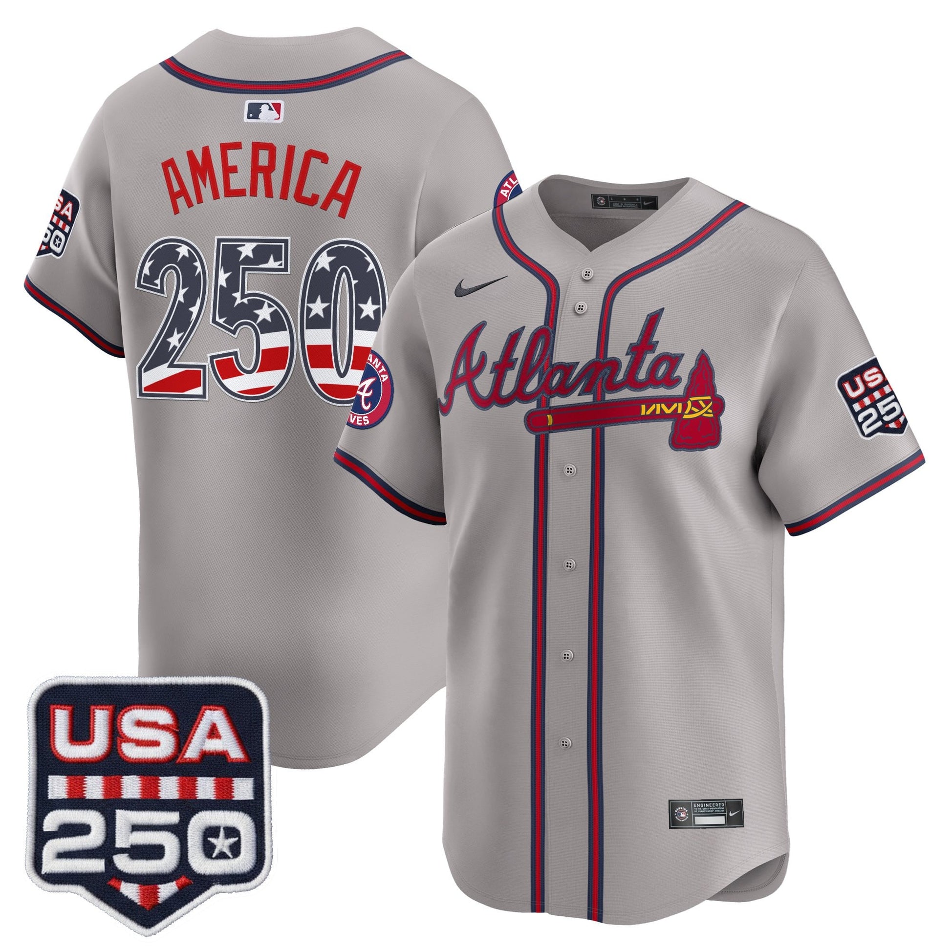 Atlanta Braves USA 250 Fourth of July Vapor Premier Limited Jersey - All Stitched