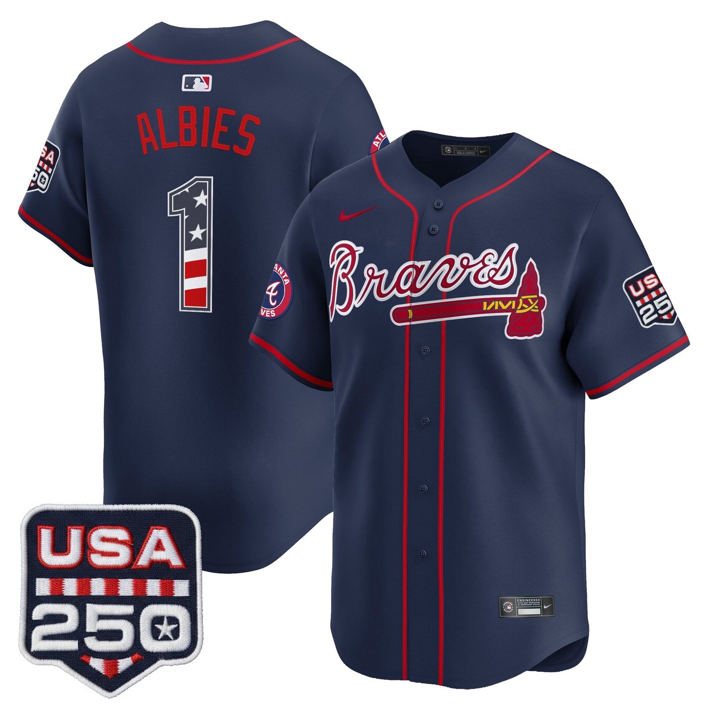 Atlanta Braves USA 250 Fourth of July Vapor Premier Limited Jersey - All Stitched