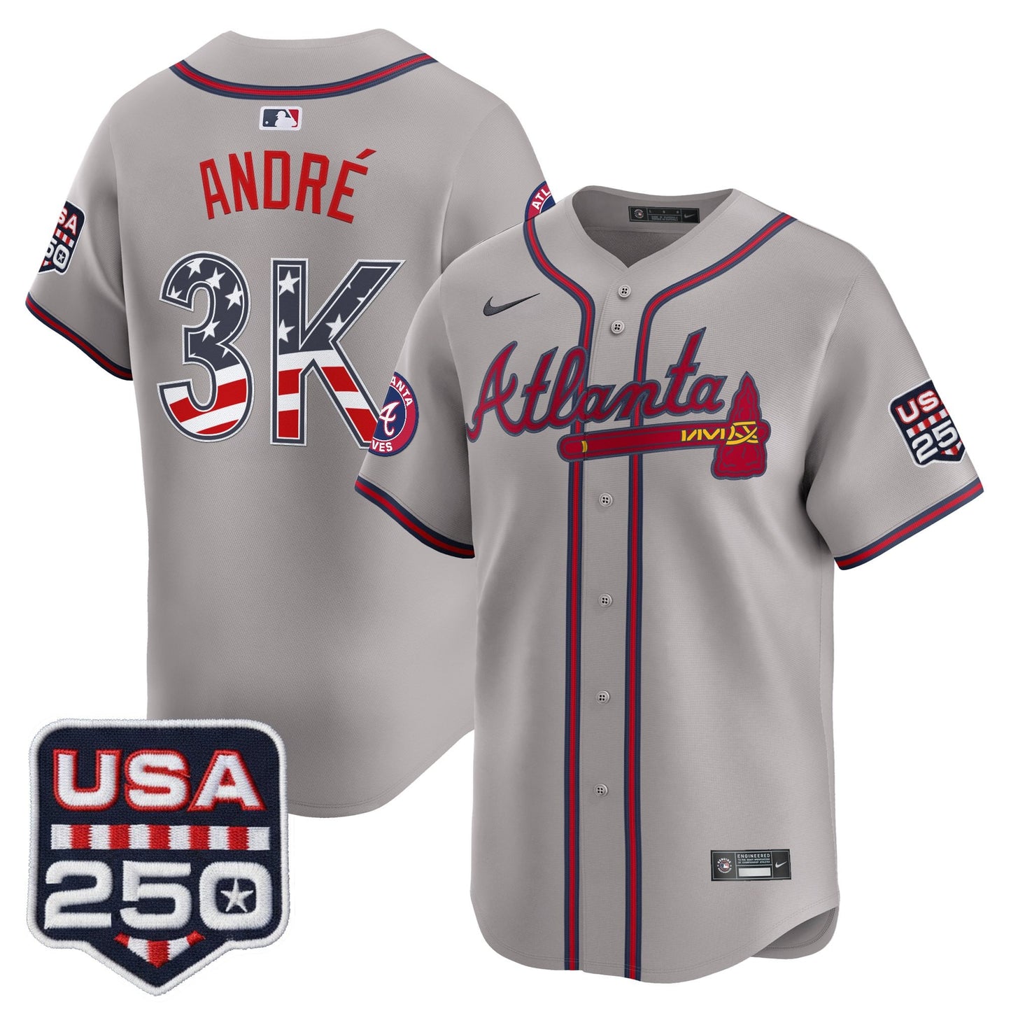 Atlanta Braves USA 250 Fourth of July Vapor Premier Limited Jersey - All Stitched