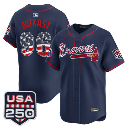 Atlanta Braves USA 250 Fourth of July Vapor Premier Limited Jersey - All Stitched