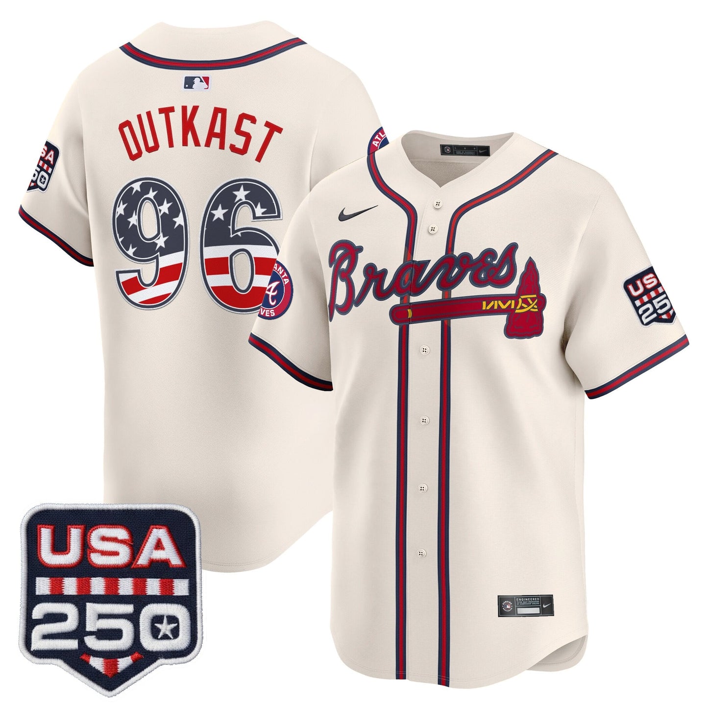 Atlanta Braves USA 250 Fourth of July Vapor Premier Limited Jersey - All Stitched