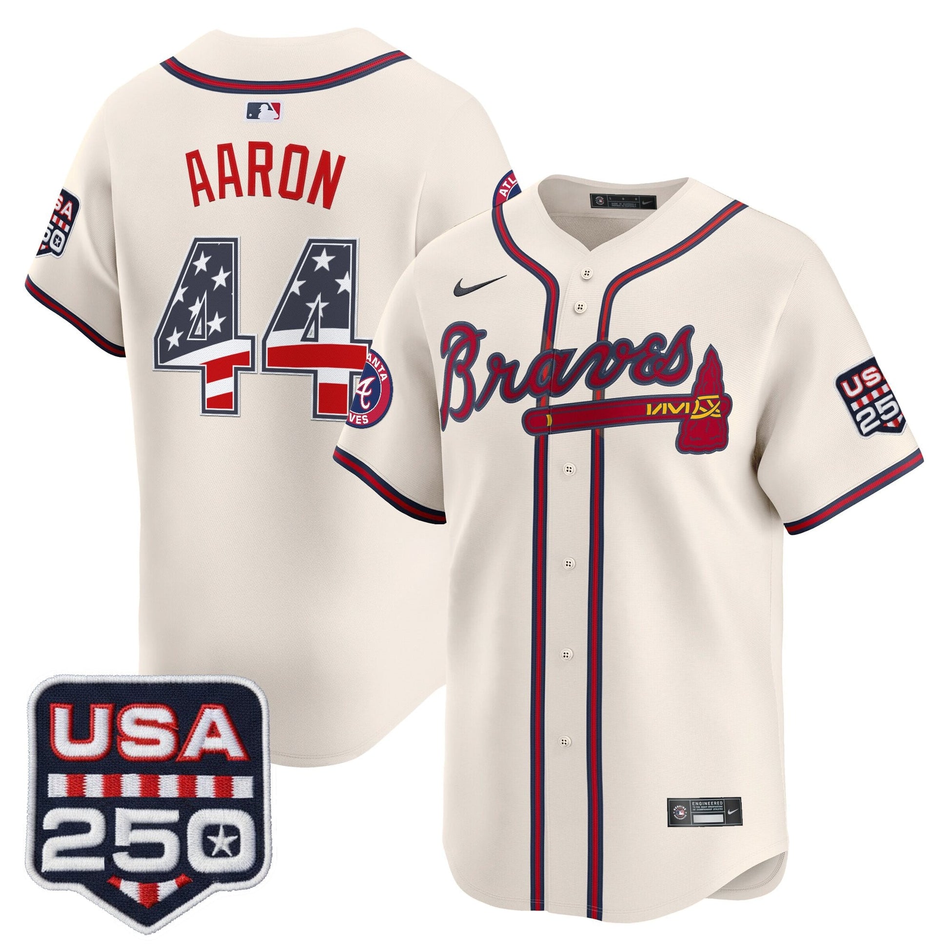 Atlanta Braves USA 250 Fourth of July Vapor Premier Limited Jersey - All Stitched