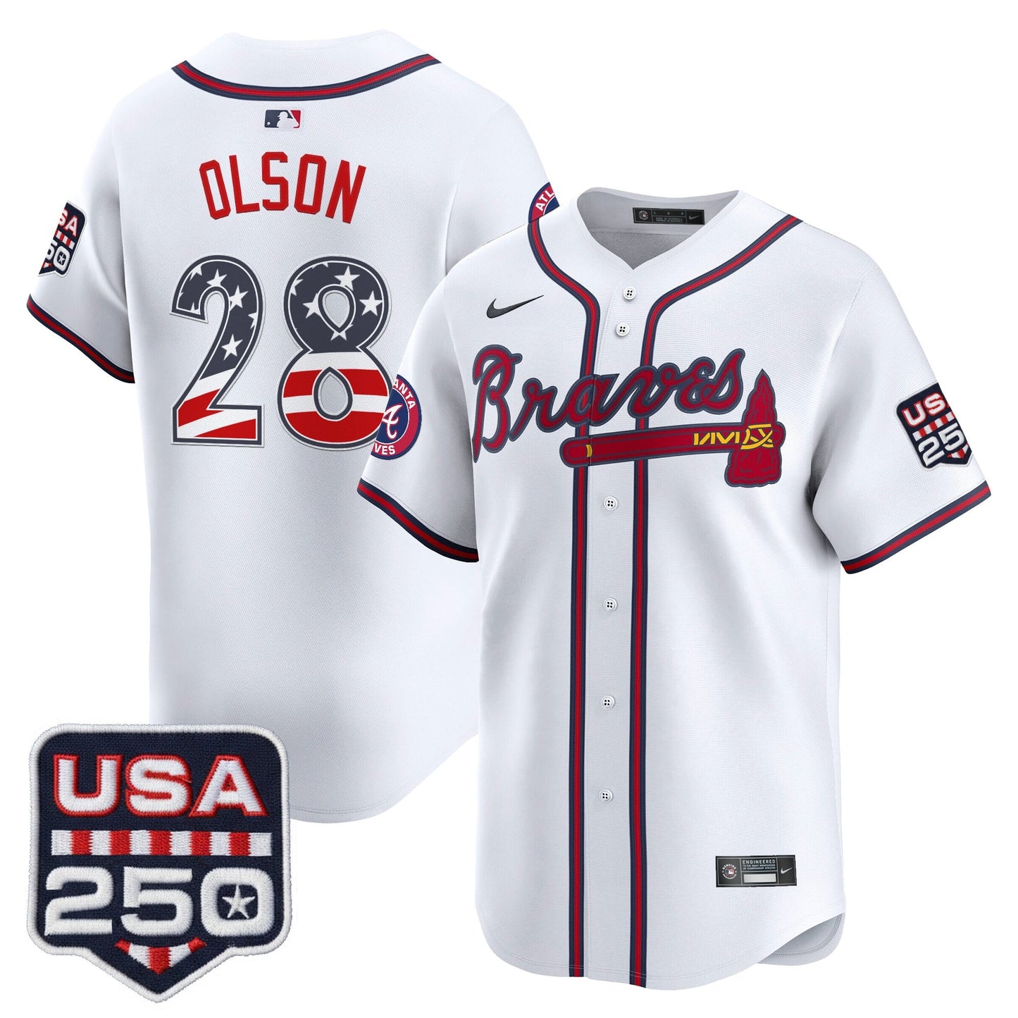 Atlanta Braves USA 250 Fourth of July Vapor Premier Limited Jersey - All Stitched