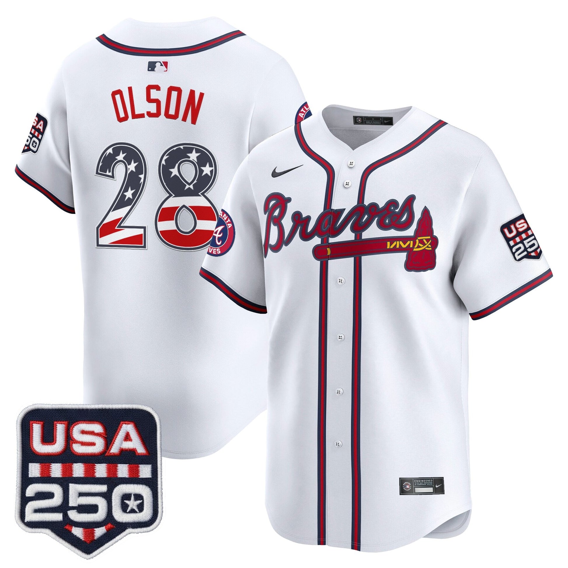 Atlanta Braves USA 250 Fourth of July Vapor Premier Limited Jersey - All Stitched