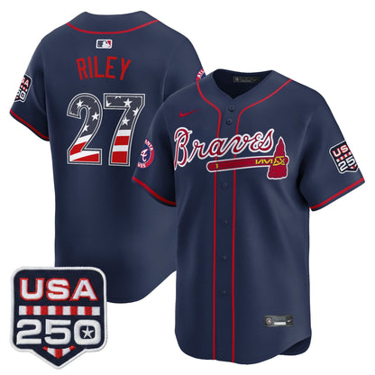 Atlanta Braves USA 250 Fourth of July Vapor Premier Limited Jersey - All Stitched