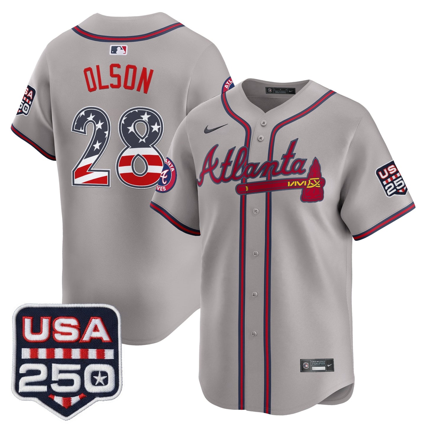 Atlanta Braves USA 250 Fourth of July Vapor Premier Limited Jersey - All Stitched