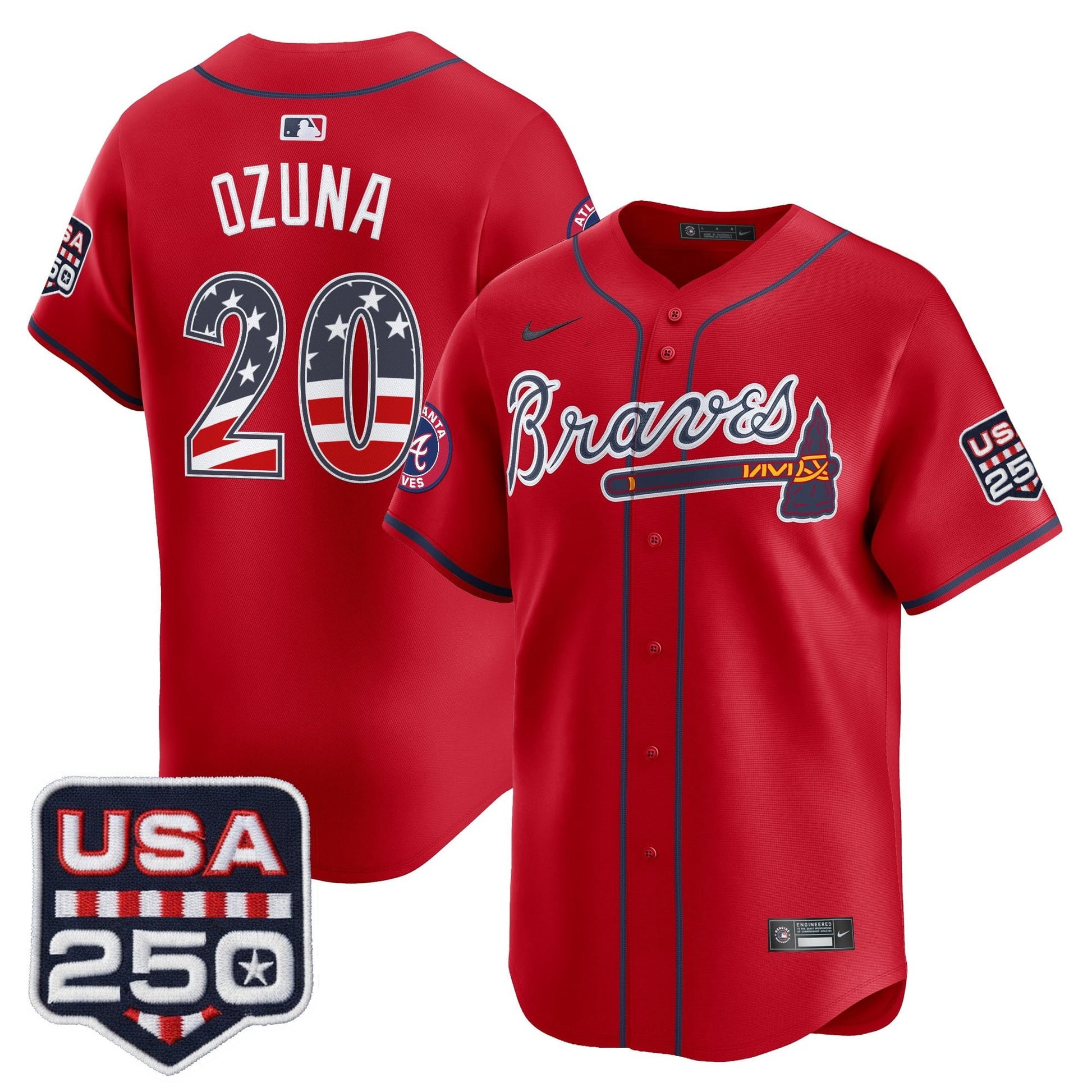 Atlanta Braves USA 250 Fourth of July Vapor Premier Limited Jersey - All Stitched