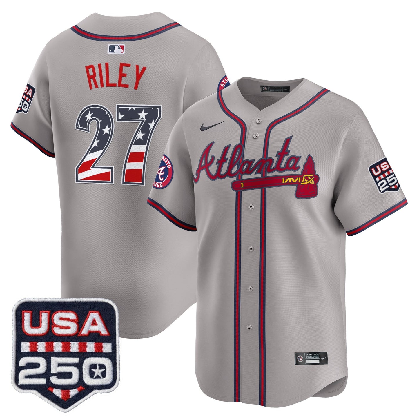 Atlanta Braves USA 250 Fourth of July Vapor Premier Limited Jersey - All Stitched