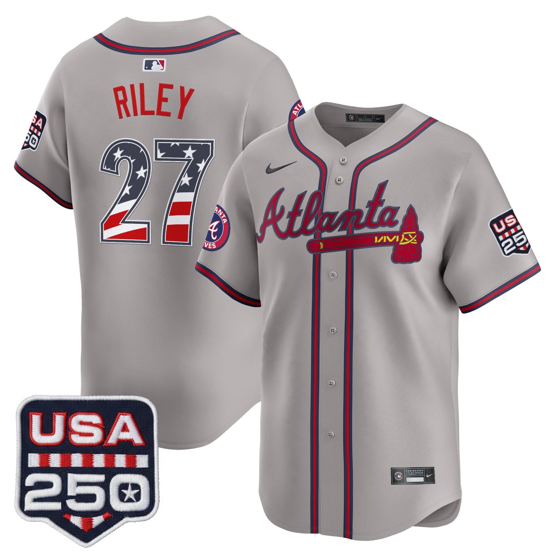 Atlanta Braves USA 250 Fourth of July Vapor Premier Limited Jersey - All Stitched