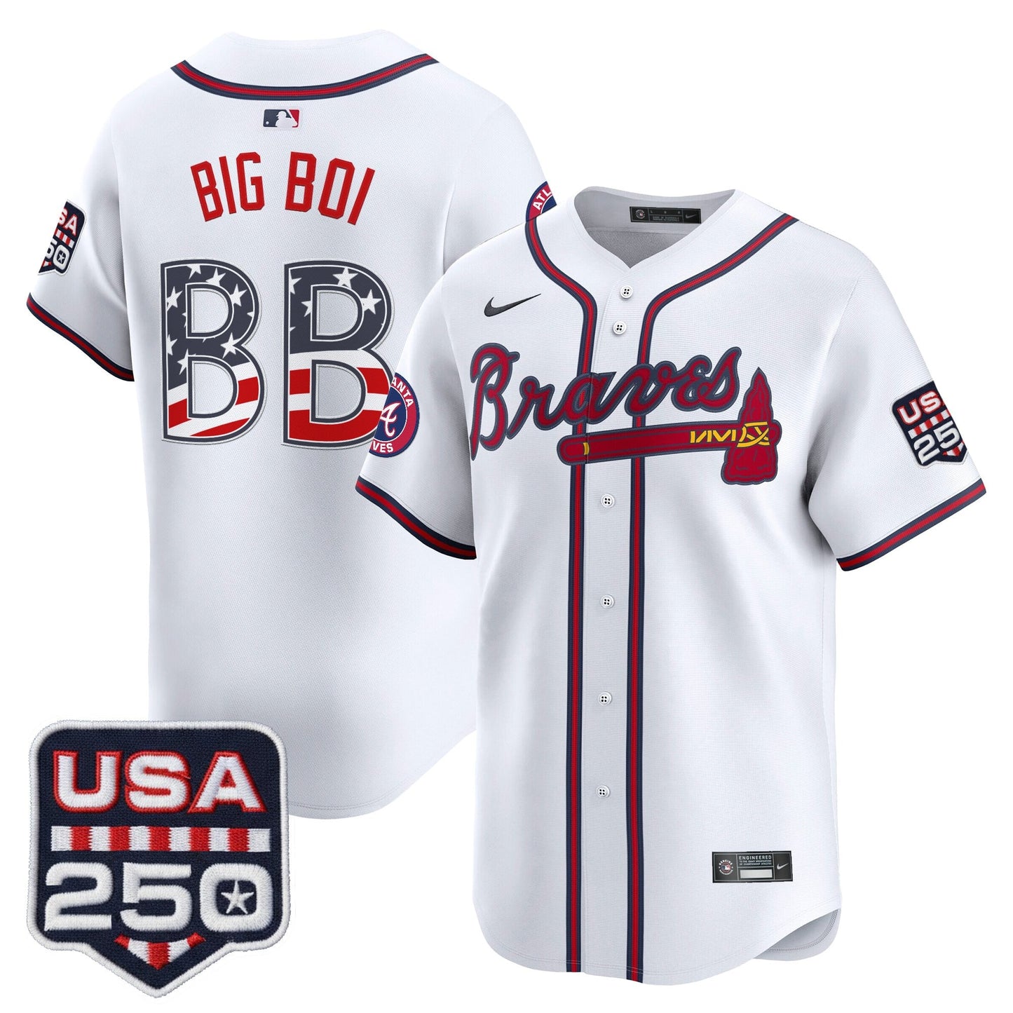 Atlanta Braves USA 250 Fourth of July Vapor Premier Limited Jersey - All Stitched