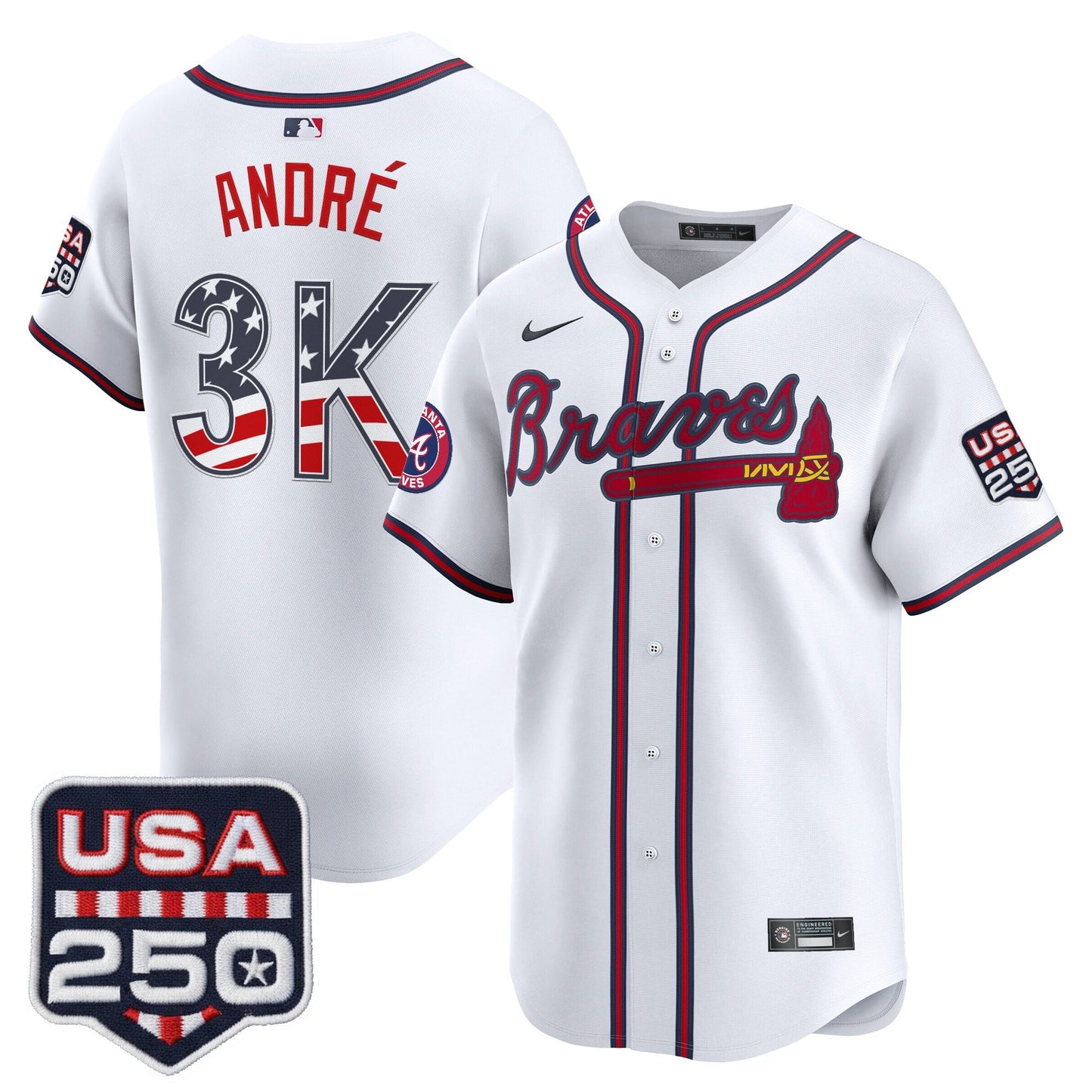 Atlanta Braves USA 250 Fourth of July Vapor Premier Limited Jersey - All Stitched