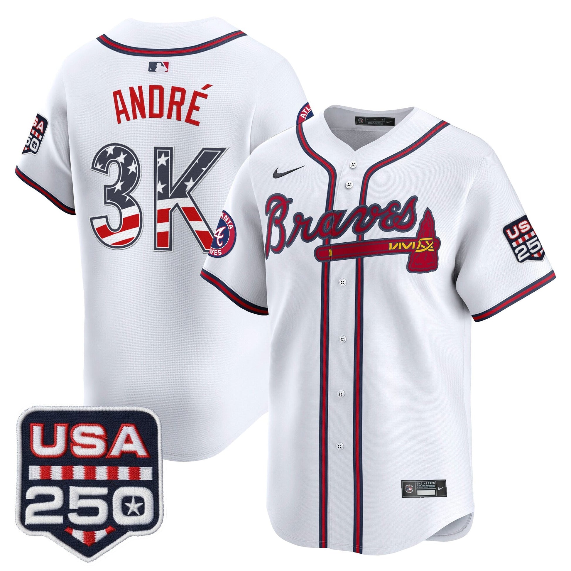 Atlanta Braves USA 250 Fourth of July Vapor Premier Limited Jersey - All Stitched