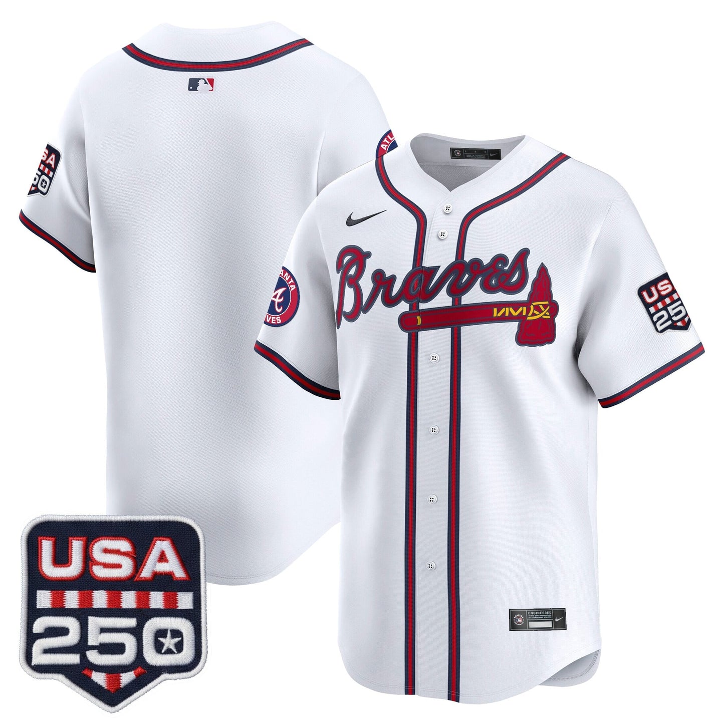 Atlanta Braves USA 250 Fourth of July Vapor Premier Limited Jersey - All Stitched