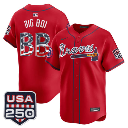 Atlanta Braves USA 250 Fourth of July Vapor Premier Limited Jersey - All Stitched