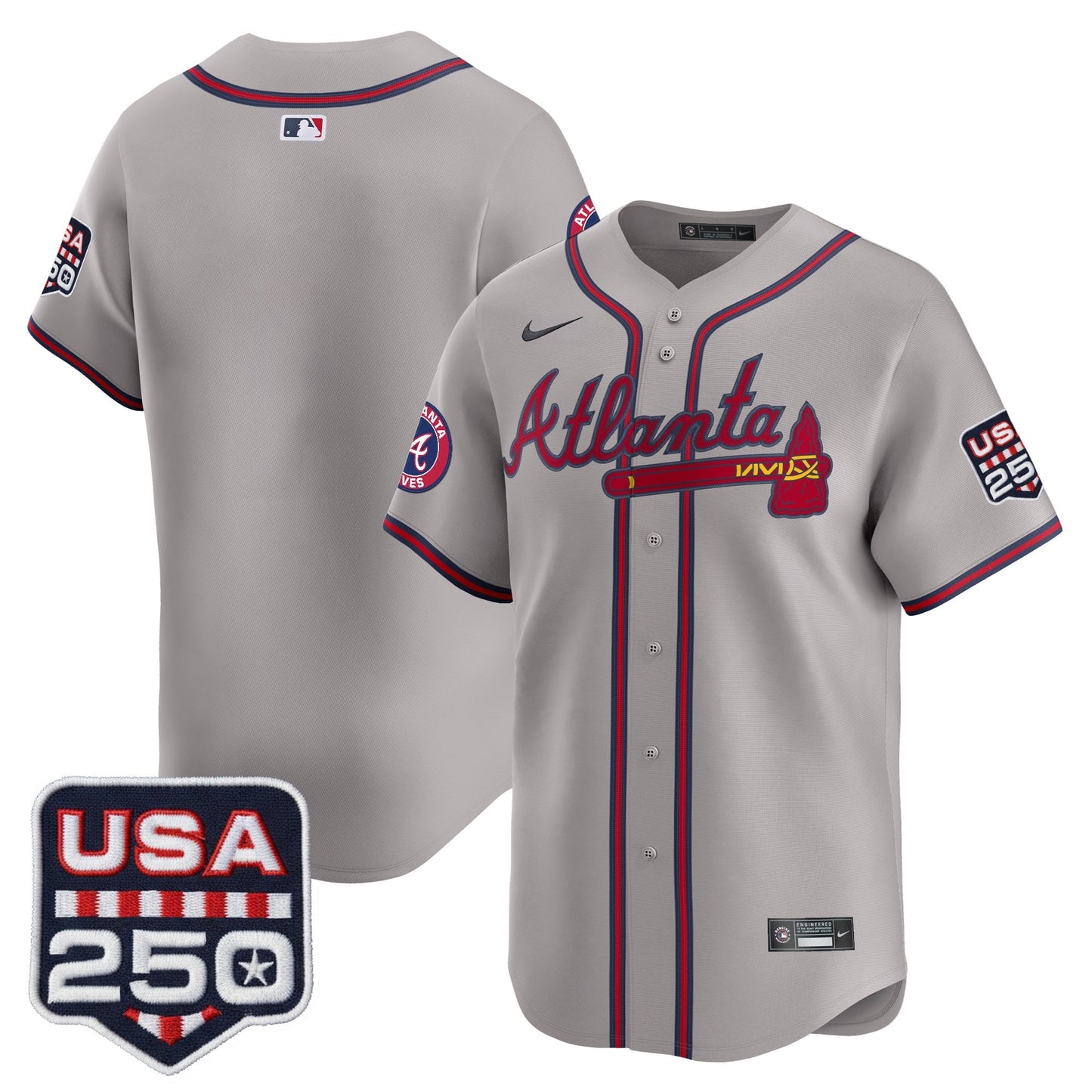 Atlanta Braves USA 250 Fourth of July Vapor Premier Limited Jersey - All Stitched