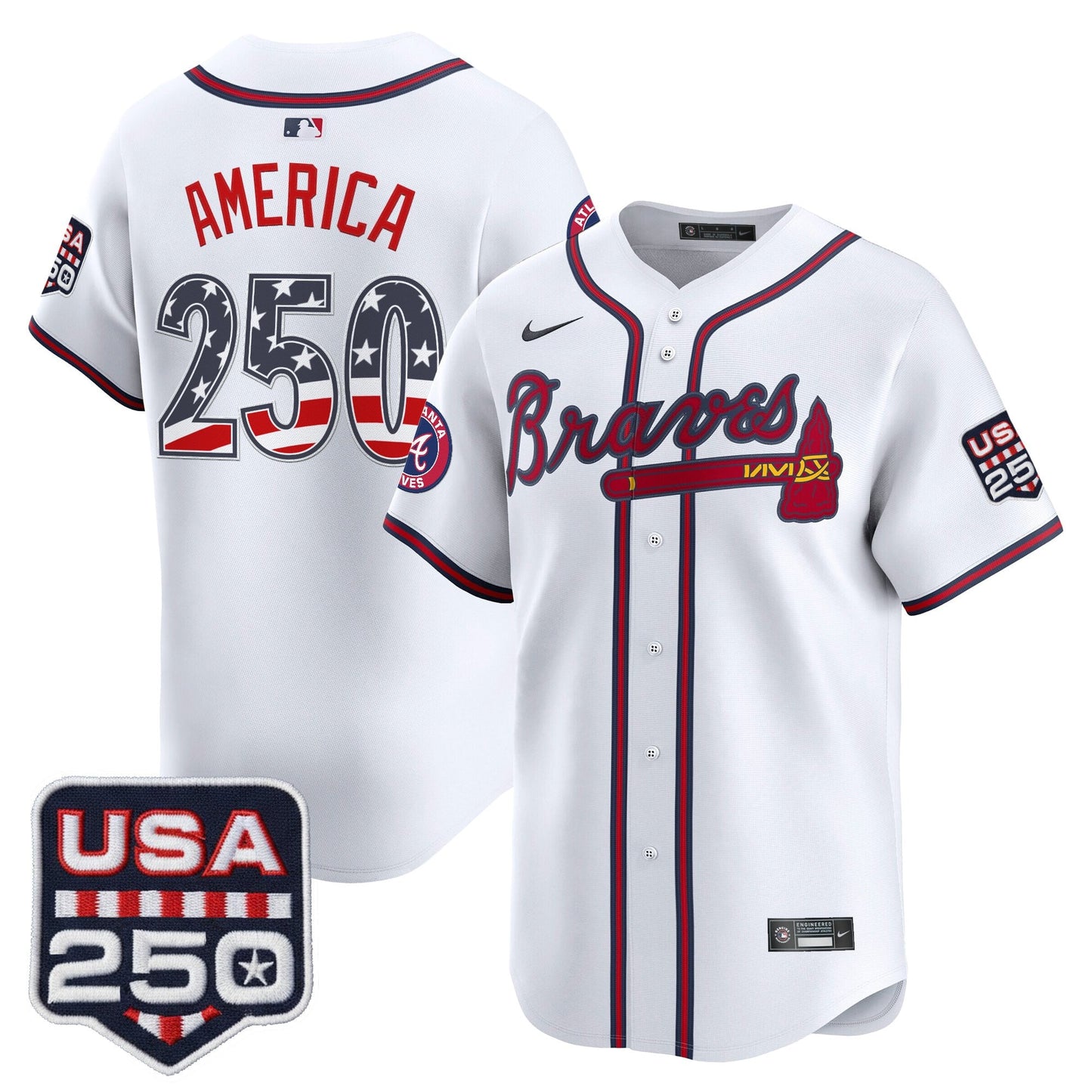Atlanta Braves USA 250 Fourth of July Vapor Premier Limited Jersey - All Stitched