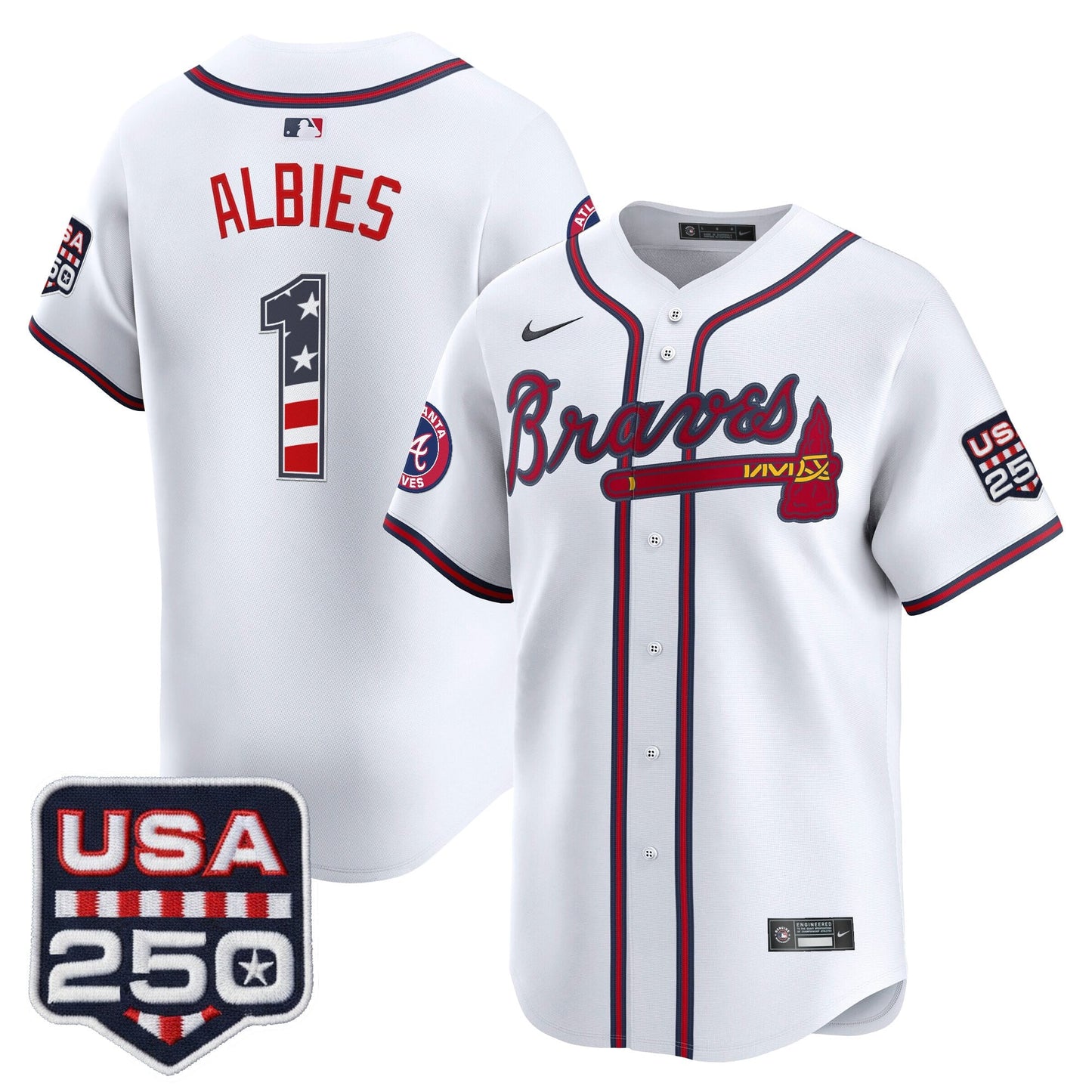 Atlanta Braves USA 250 Fourth of July Vapor Premier Limited Jersey - All Stitched