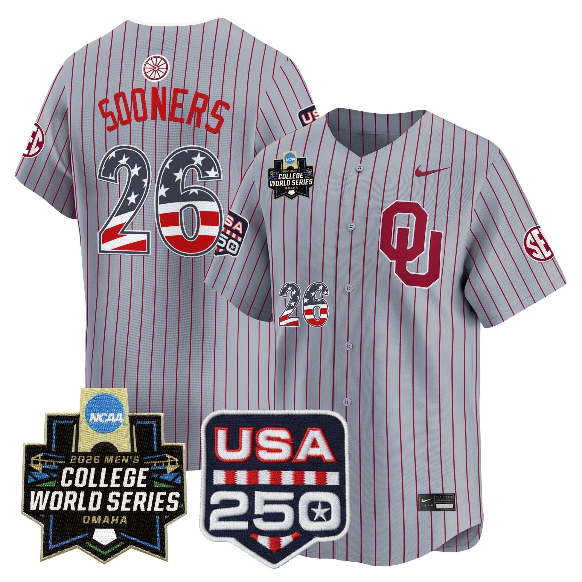 Oklahoma Sooners USA 250 Fourth of July Vapor Premier Limited Jersey - 2026 World Series Patch - All Stitched