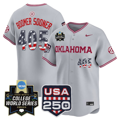Oklahoma Sooners USA 250 Fourth of July Vapor Premier Limited Jersey - 2026 World Series Patch - All Stitched