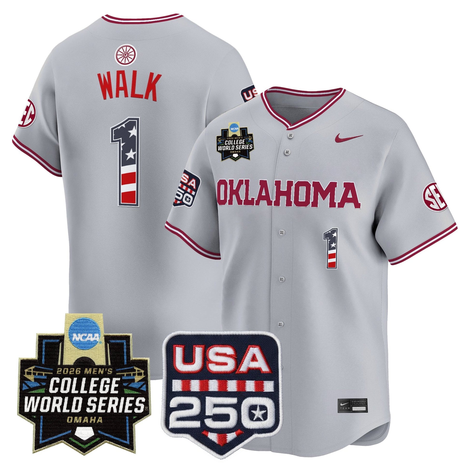 Oklahoma Sooners USA 250 Fourth of July Vapor Premier Limited Jersey - 2026 World Series Patch - All Stitched