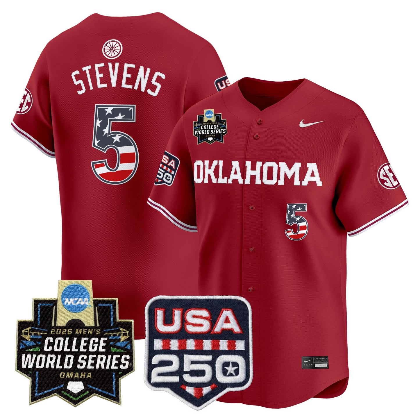 Oklahoma Sooners USA 250 Fourth of July Vapor Premier Limited Jersey - 2026 World Series Patch - All Stitched