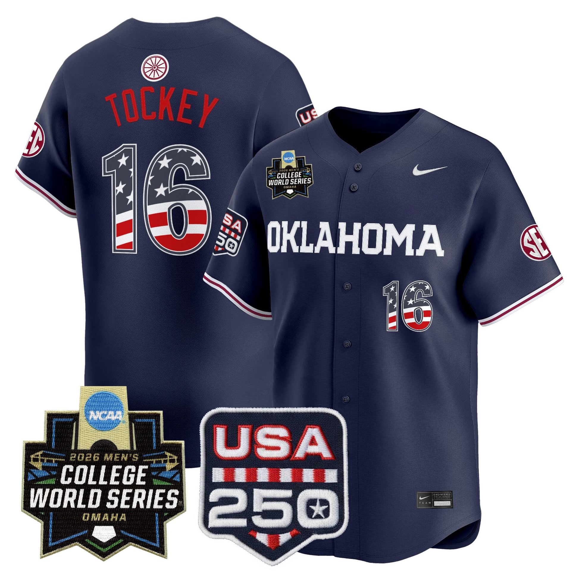 Oklahoma Sooners USA 250 Fourth of July Vapor Premier Limited Jersey - 2026 World Series Patch - All Stitched