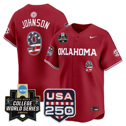 Oklahoma Sooners USA 250 Fourth of July Vapor Premier Limited Jersey - 2026 World Series Patch - All Stitched