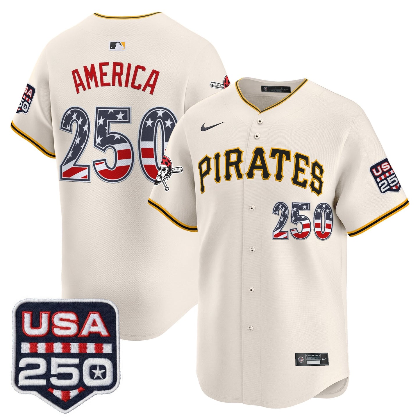 Pittsburgh Pirates USA 250 Fourth of July Vapor Premier Limited Jersey - All Stitched