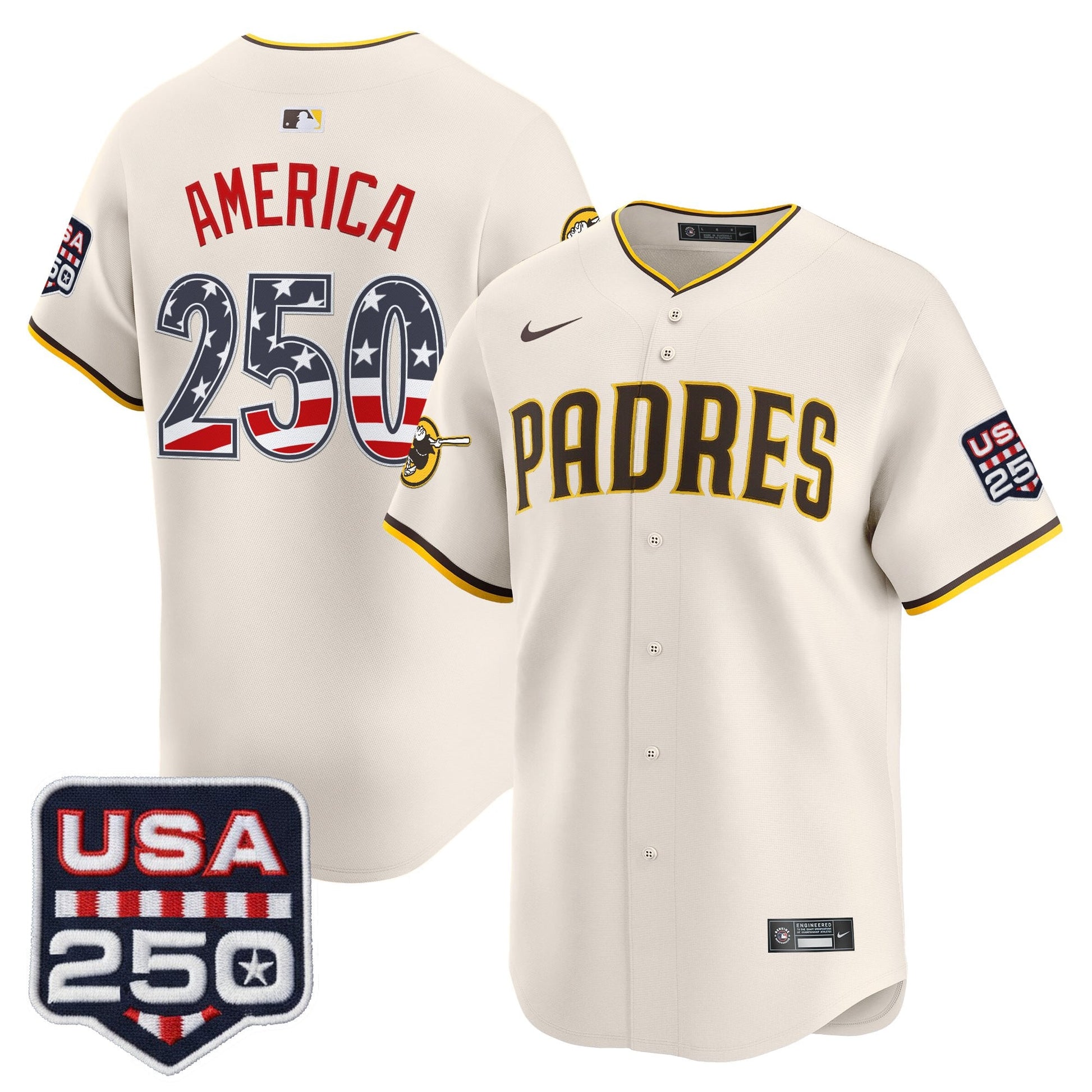 San Diego Padres USA 250 Fourth of July Vapor Premier Limited Jersey - All Stitched