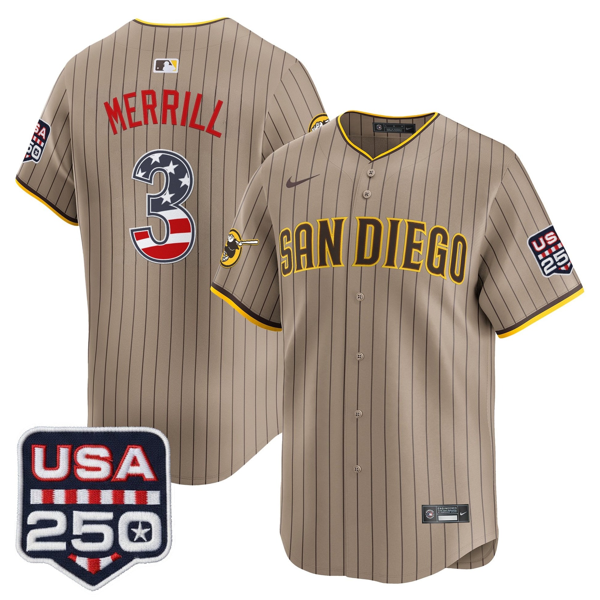 San Diego Padres USA 250 Fourth of July Vapor Premier Limited Jersey - All Stitched