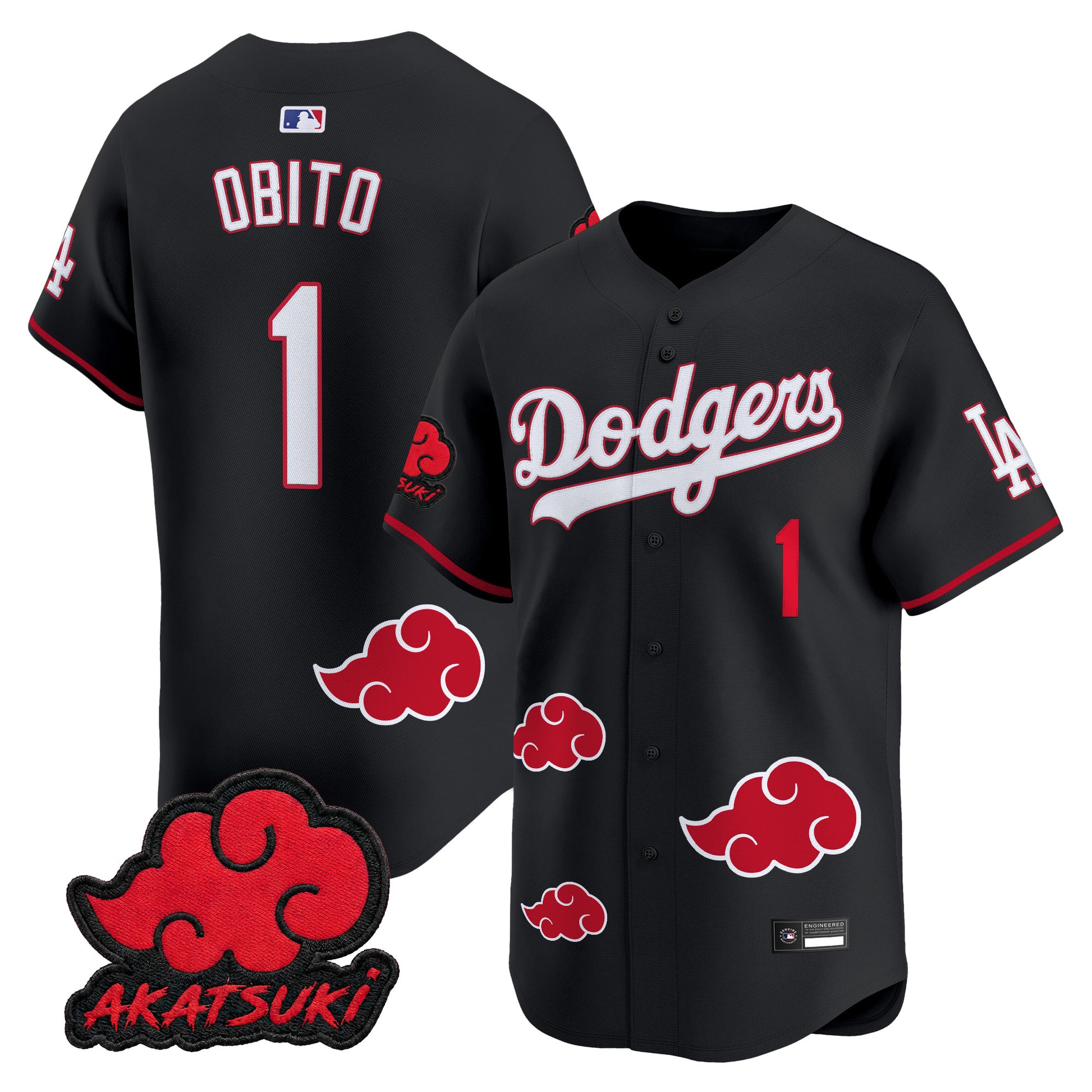 Los Angeles Dodgers x Naruto Akatsuki Edition Vapor Premier Limited Jersey - Stitched