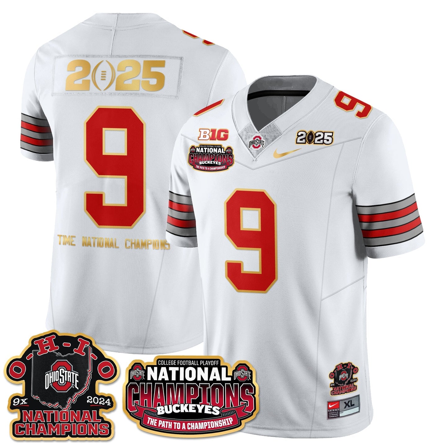 OSU 'Heritage Stripe' 2025 CFP Patch - National Champions Jersey N9 - All Stitched