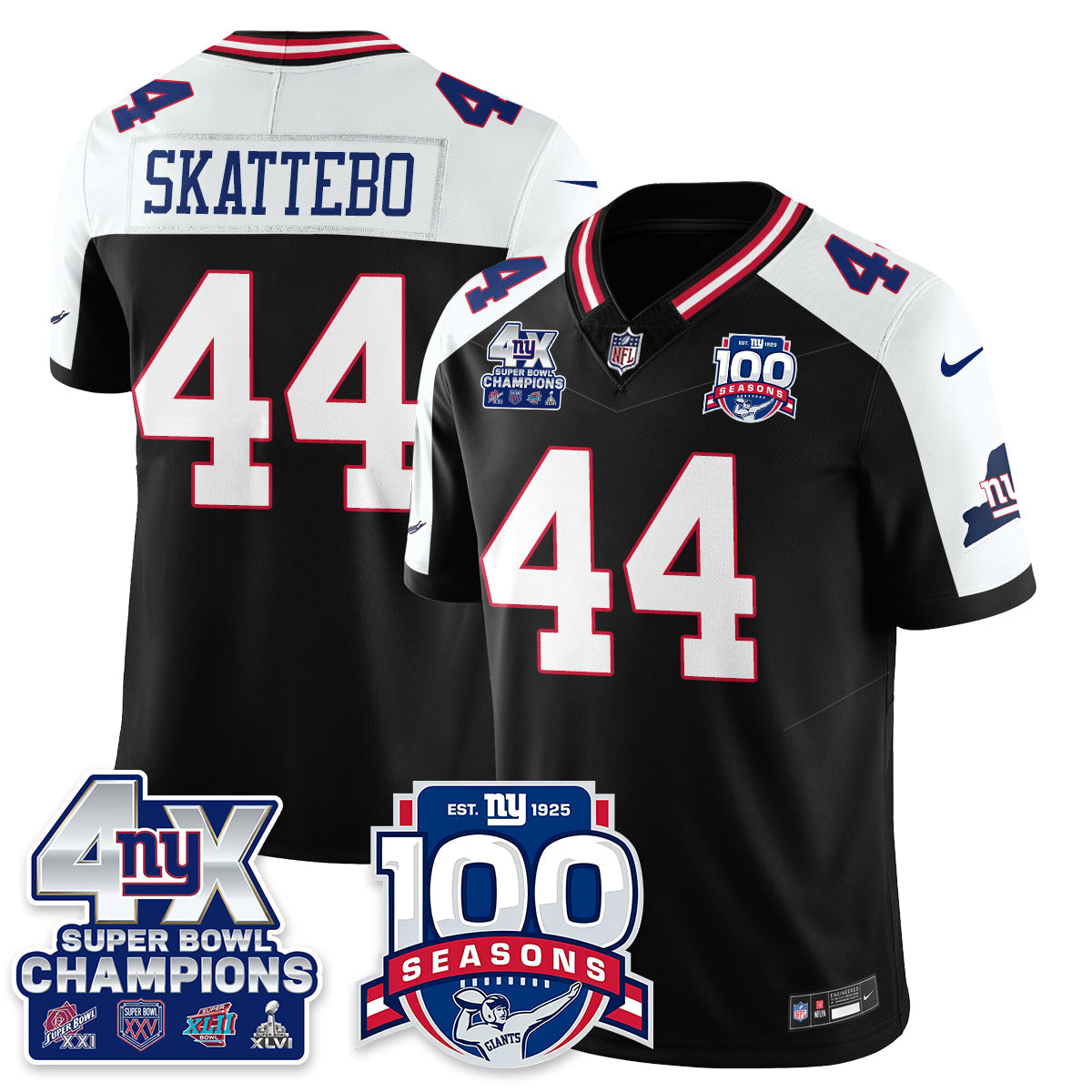 NYG 4-Time Champions Vapor Limited Jersey- 100th Season - All Stitched N1