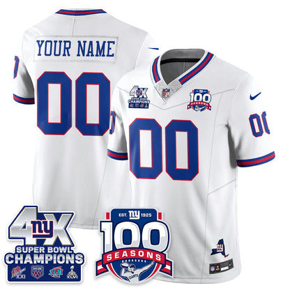 NYG 4-Time Champions Vapor Limited Custom Jersey- 100th Season - All Stitched N1