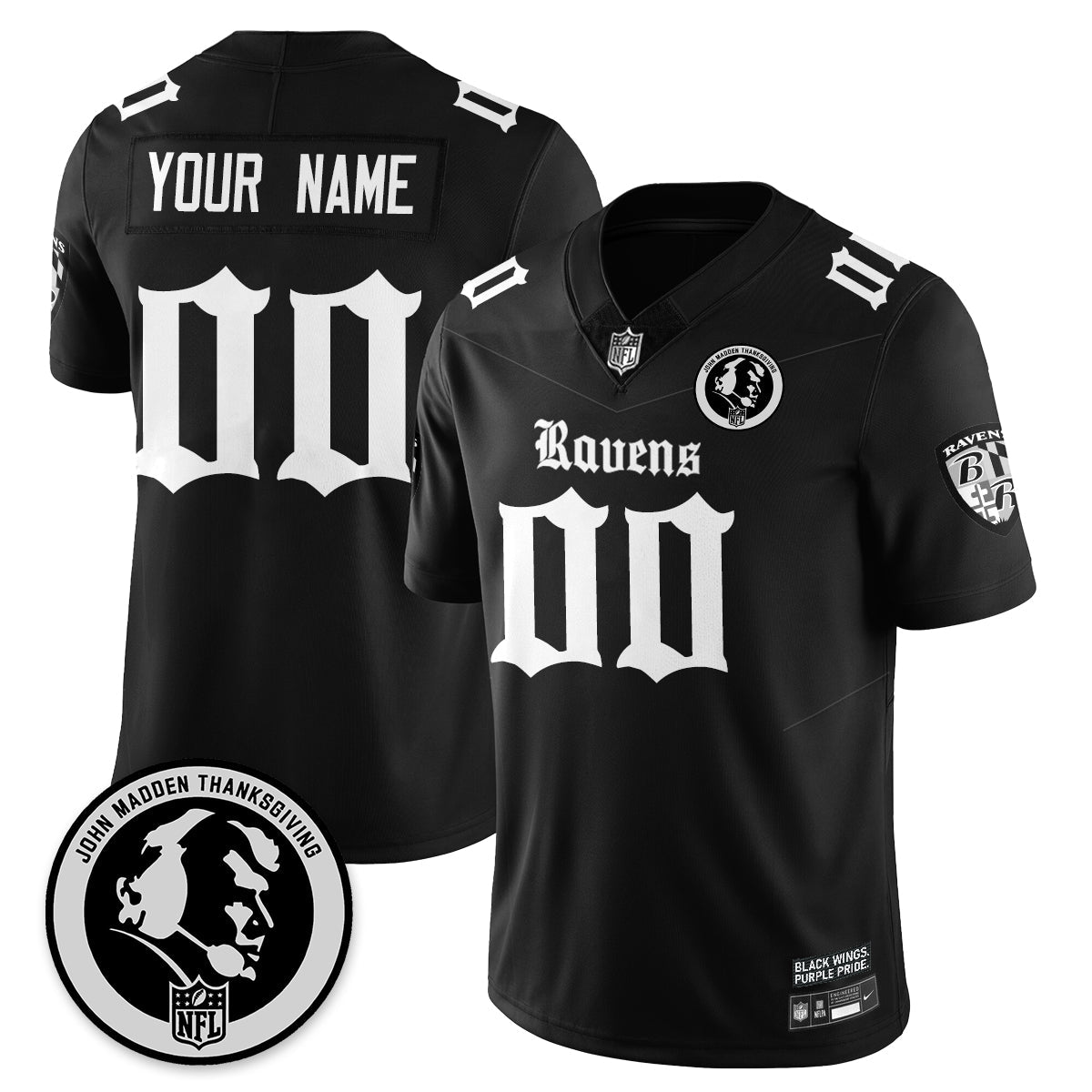 BAL Gothic Vapor Limited Custom Jersey - John Madden Patch - All Stitched